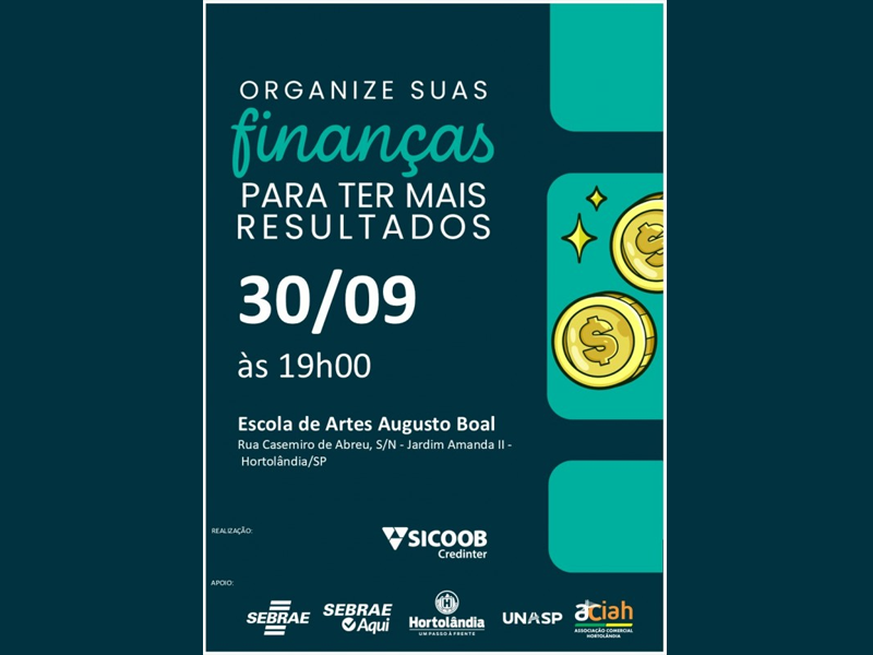 Notícia: Palestra: Organize suas Finanças para ter Mais Resultados!